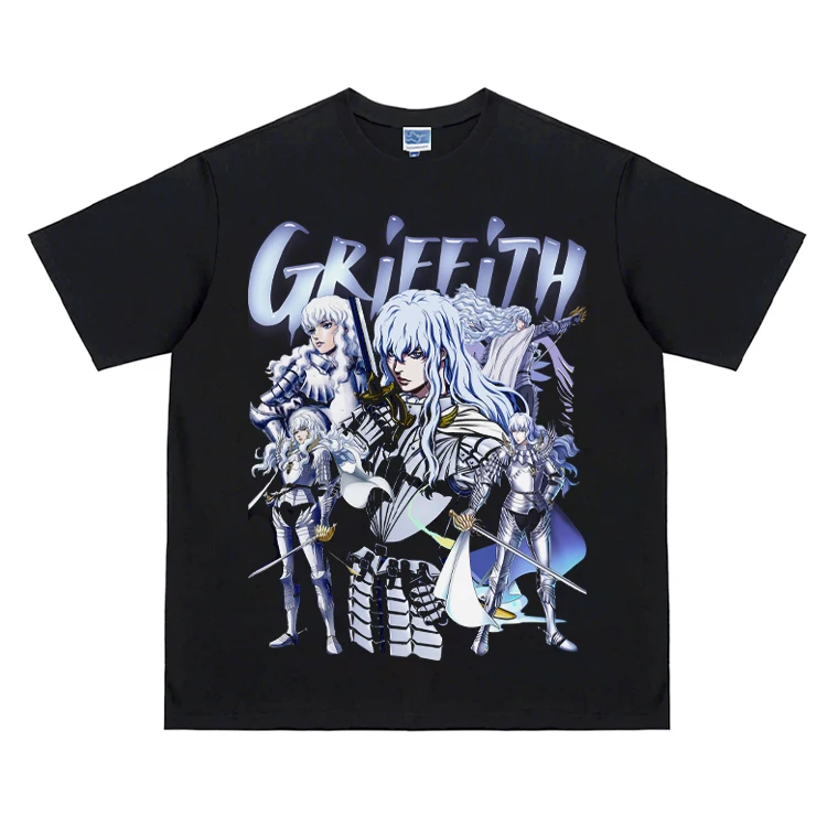

2025 Summer Sword Legend Griffith Men's and Women's Short-sleeved Round-neck Anime Print T-shirts