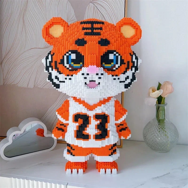 Tiger Series Building Block Assembled Cartoon Animal Model Image Small Particle DIY Splicing Toys for Kids Christmas Gift