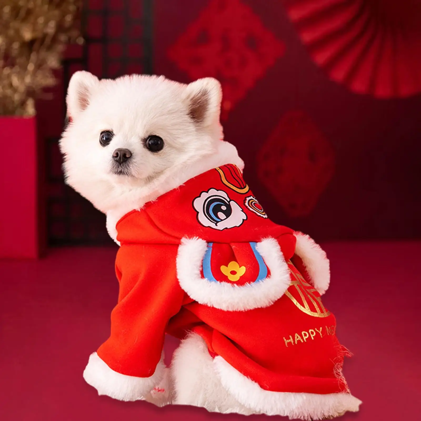 Pet Clothes for Chinese Spring Festival Tang Suit, Traditional Dance Lion Pet