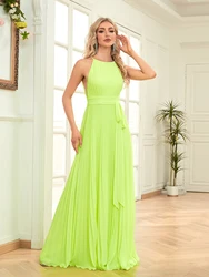 Lucyinlove Elegant Chiffon Yellow A-line Evening Dresses Long 2024 Luxury Women Backless Wedding Party Evening Cocktail Prom