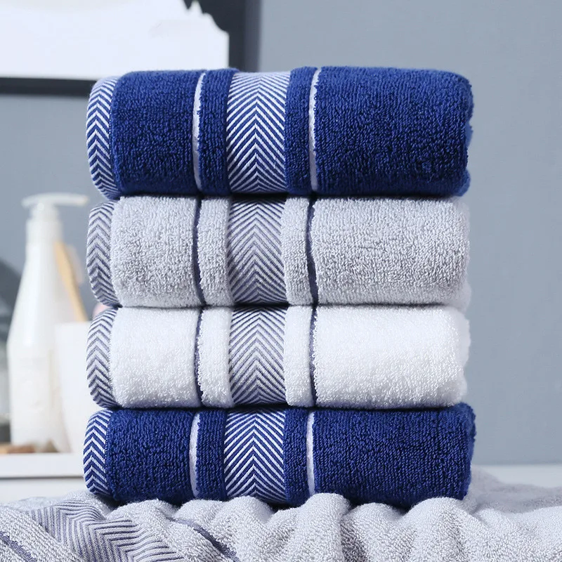 

1Pc 34x74cm 100% Cotton Thicken High Quality Striped Adult Men Hand Towel Soft Absorbent Home Bathroom Supplies