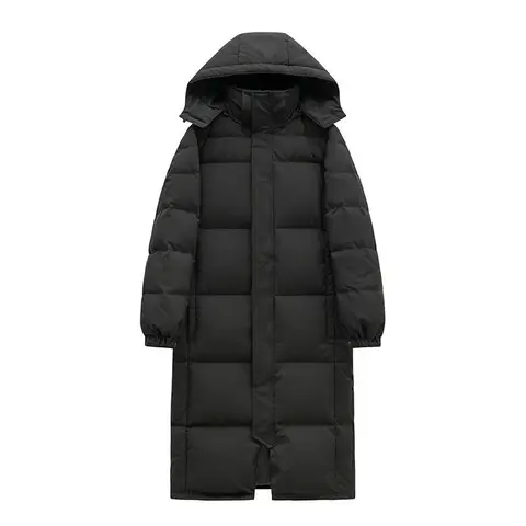 Mid drama down cotton jacket for women, slim fit cotton jacket for women, over the knee 2025 new thick cotton jacket jacket for