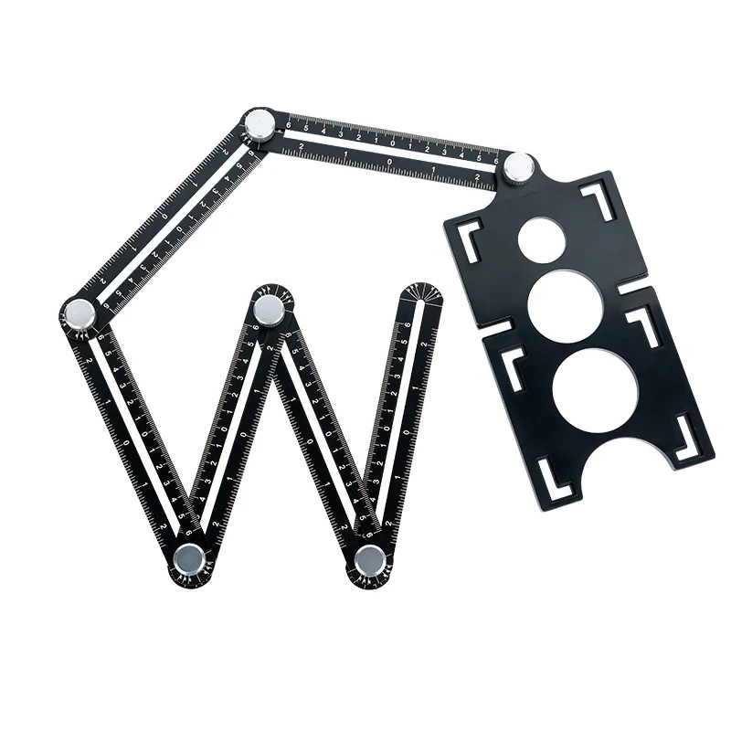 Ceramic Tile Tool Six Angle Measuring Aluminium Alloy Ruler m with ABS Hole Locator Plate,multi-function High-precision