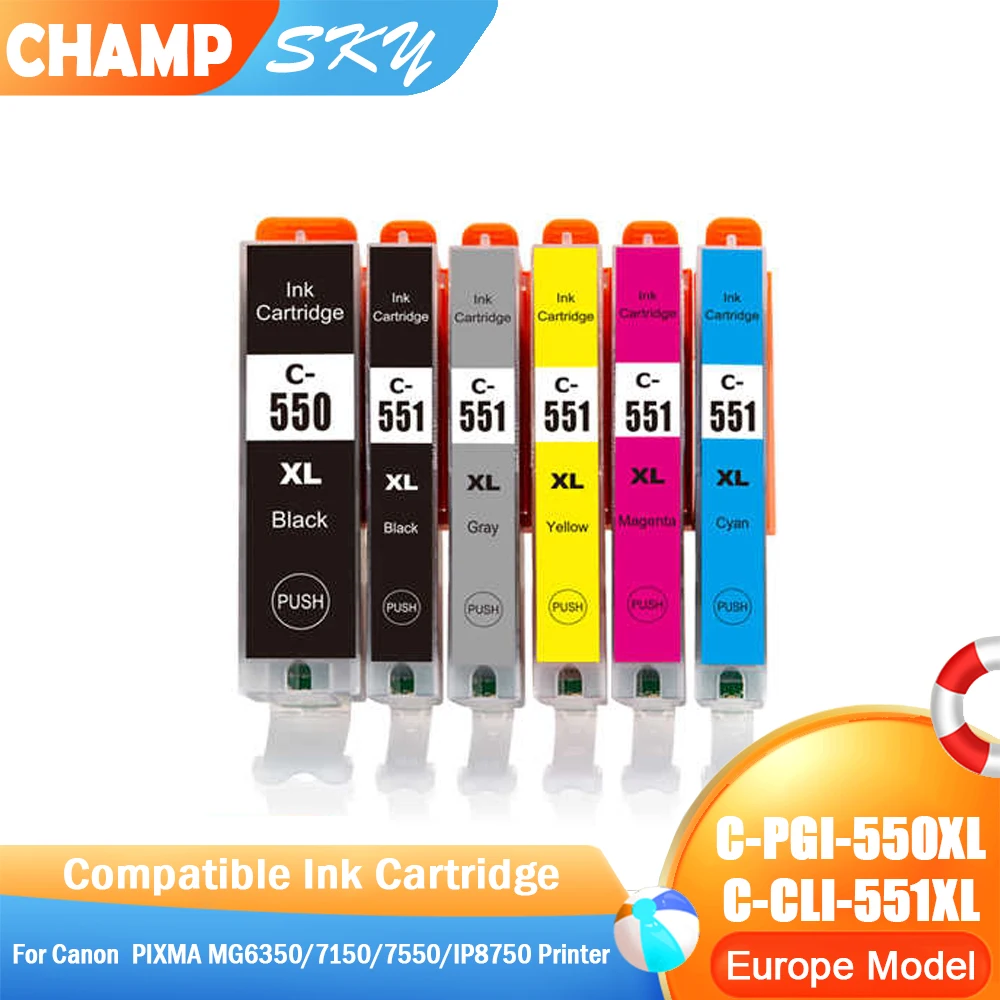 

PGI-550XL PGI550XL PGI550 CLI-551XL CLI551XL CLI551 Premium Color Compatible Ink Cartridge for Canon PIXMA MG6350/7150 Printer