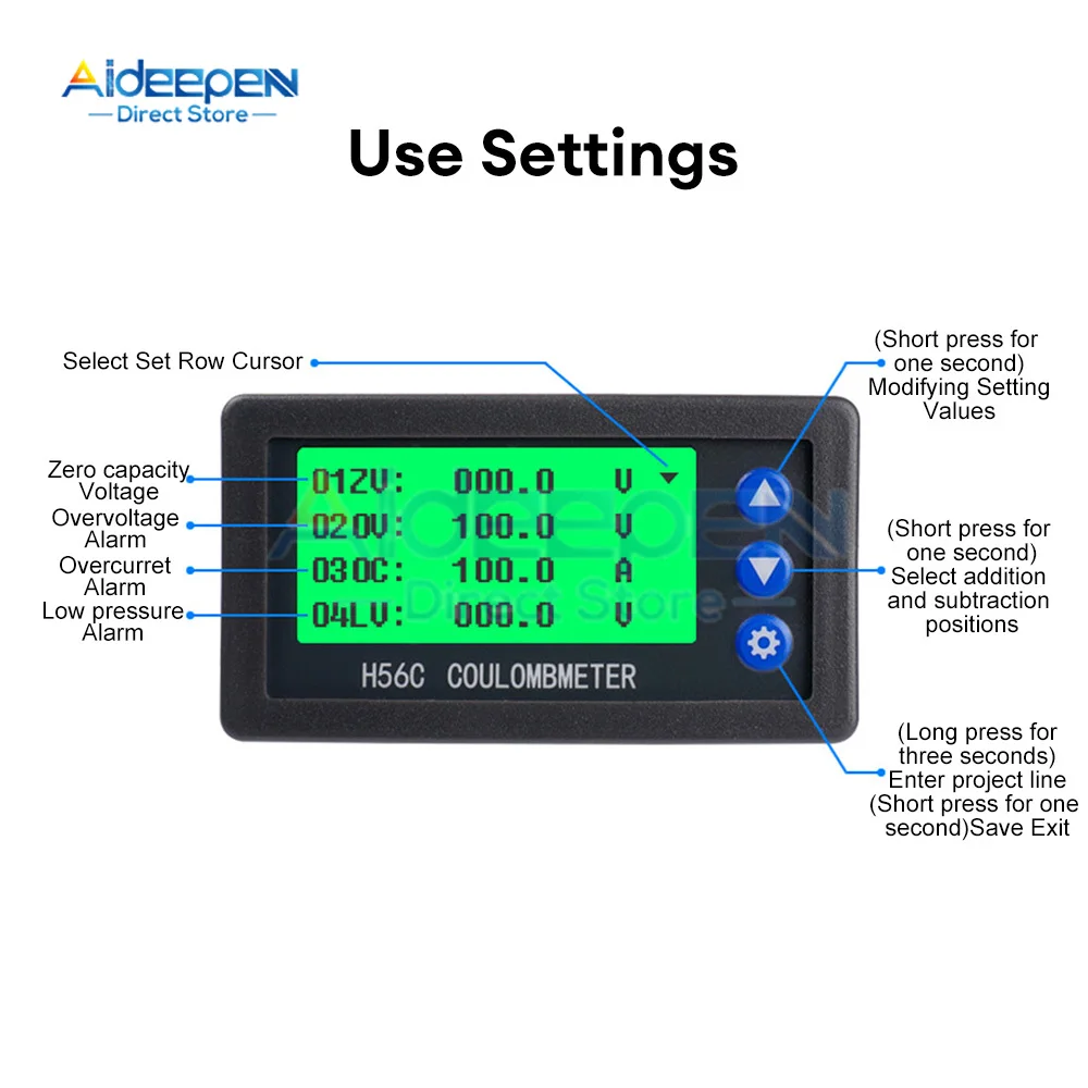 Imagem -04 - Monitor de Bateria Hall Coulomb Meter dc 9100v 100a 400a Lifepo4 Chumbo-ácido Li-ion Capacidade de Lítio Exposição do Poder 12v 24v 36v 48v