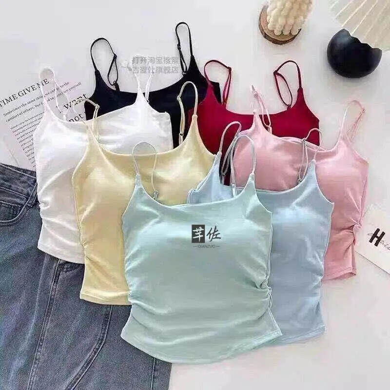 Pure Desire Folded Design Sensation Women's Camisole Tank Top Inner Wear Outer Wear with Chest Pad Slim Fit Beautiful Back 20...
