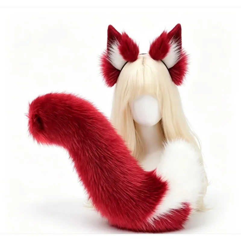 Animal Ears Fox Tail Furry Headband Plush Fursuit Halloween Realistic Comic Exhibition Party JK Girl Lolita Anime Cosplay Props