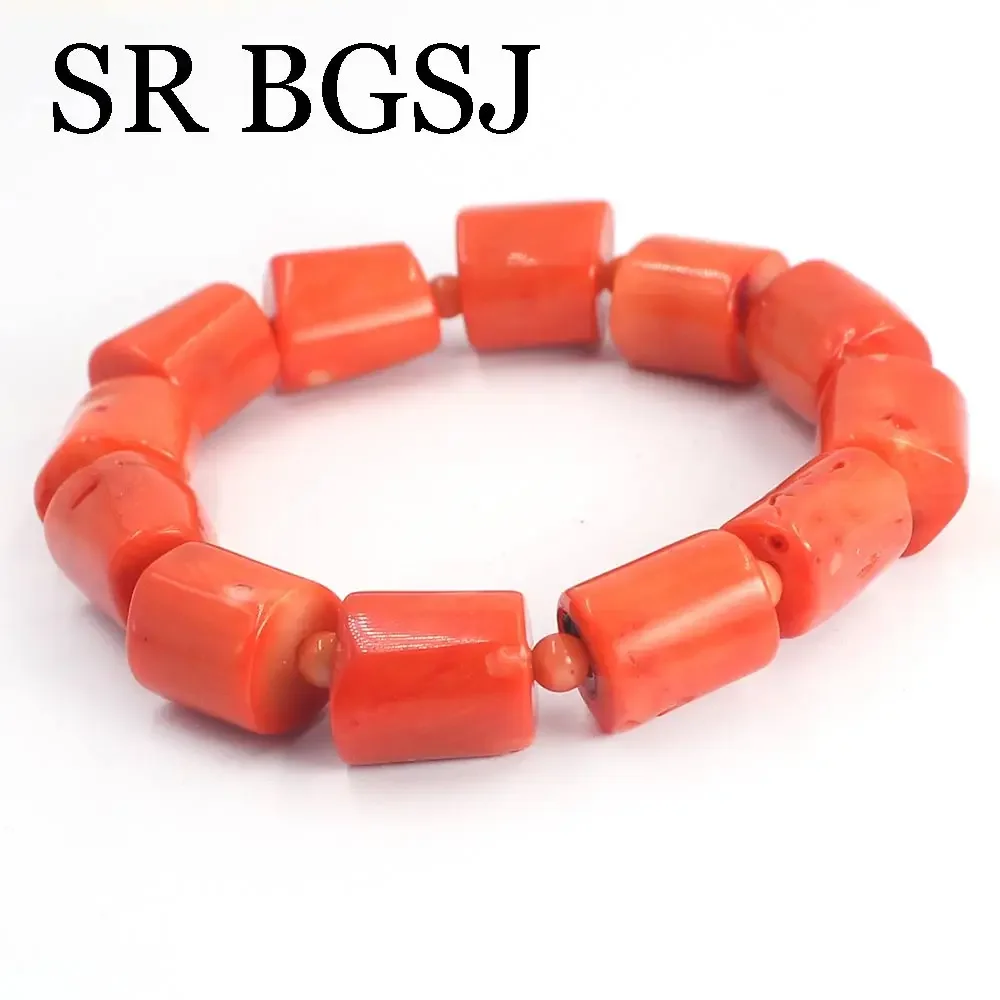 16-20mm Orange Column Drum Fashion Jewelry Design Real Genuine Natural Coral Beads Strand 15\