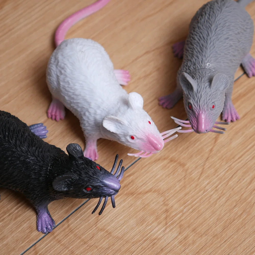 Fake Small Rat Lifelike Mouse Model Prop Scary Trick Prank Toy Horror Halloween Party Decor Practical Jokes Novelty Funny Toys