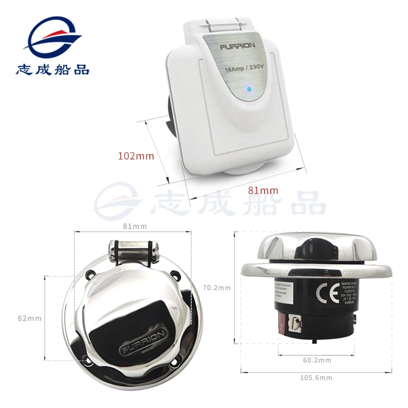 

16A 250V Yacht Power Socket Marine Shore Power Sockets Plug Inlet for Industri Boat Marine Yacht RV Stainless Steel