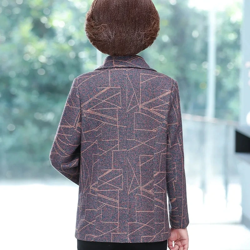 Xiaoxiangfeng-Chaqueta holgada de manga larga para mujer mayor, traje de mamá a la moda, Tops, abrigo, atuendo de primavera, chaqueta de ocio