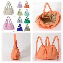 Puffer Tote Bag for Women Adjustable Strap Shoulder Bag Nylon Large Capacity Crossbody Bag Puffy Purse for Shopping Travel