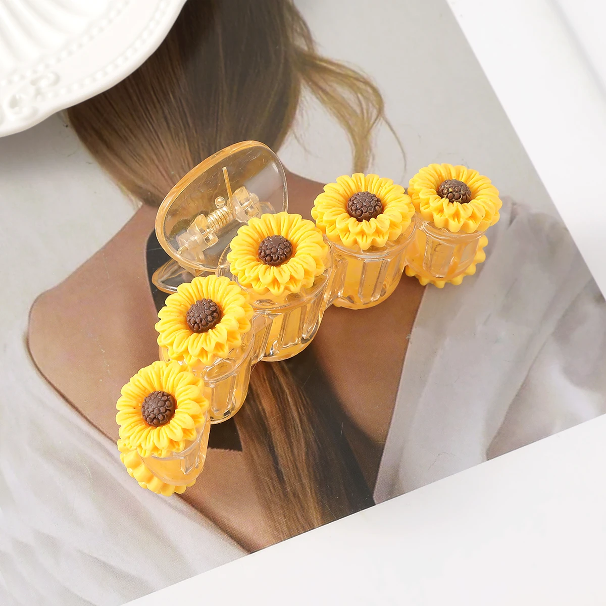 Sun Flower Hair Claw Mother\'s Day Gift Hairpin Hair Crab For Women Summer Fashion Ponytail Hairpin Hair Crab Hair Accessories