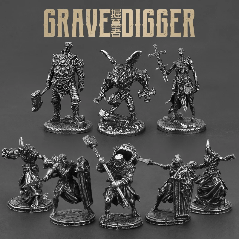 Metal gravedigger carrying coffin man soldier man model hand-made toy tabletop game car-carrying ornaments gift for boys