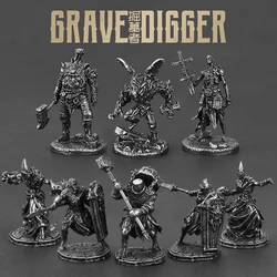 Metal gravedigger carrying coffin man soldier man model hand-made toy tabletop game car-carrying ornaments gift for boys