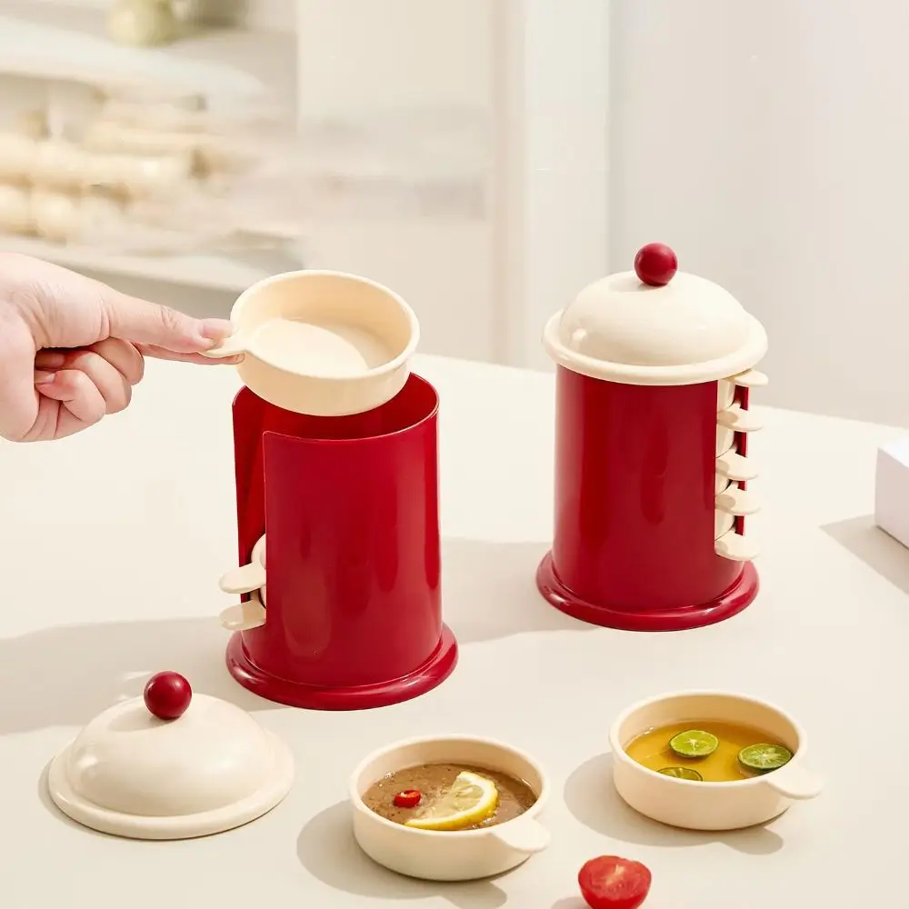 

Cute Dopamine Postbox Sauce Dish Set Dustproof with Storage Jar Dipping Dish Plastic Seasoning Dish Ketchup