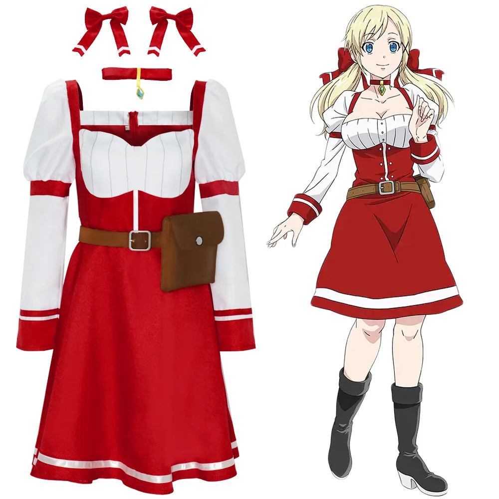 Yuna Eunice Cosplay Anime The Legendary Hero Is Dead Cosplay Halloween Yuusha Ga Shinda Clothes Dress Red Suit Party DressSuit