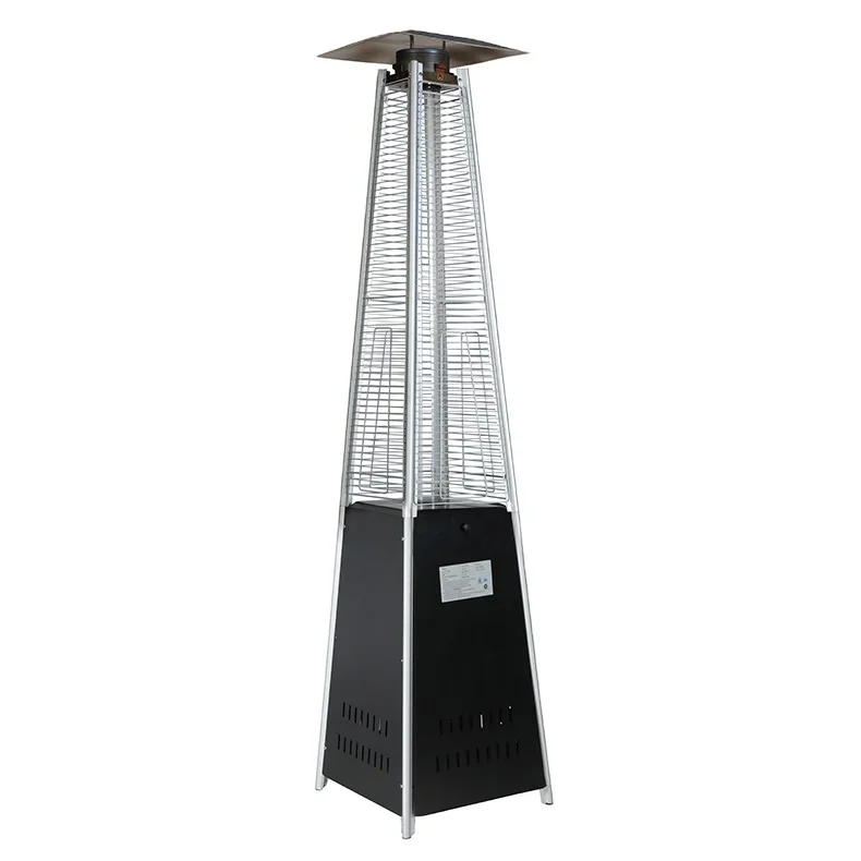 48000BTU Black Powder Coated Iron Tower Gas Heater Max13KW Supermarket/ Garden Use Gas Type Glass Tube Pyramid Patio Heater