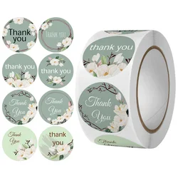 100-500pcs Flowers Thank You Stickers Adhesive Label For Business Package Wedding, Small Business, Bakery Christmas Gift