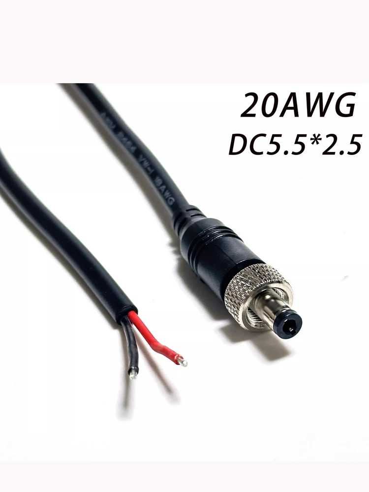 DC 5.5*2.5mm Power Cable Male Female Connectors With Lock Screw DC Power Plug 20AWG Pure Copper 0.5m 1.5mForCCTV Monitoring