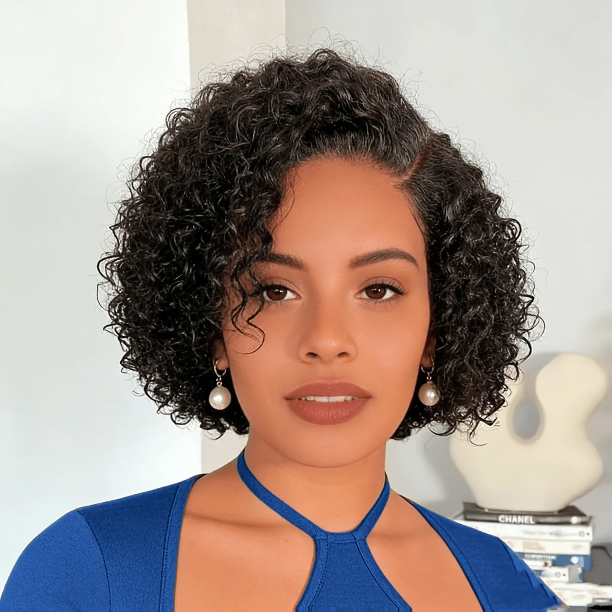 

Короткий кудрявый парик из натуральных волос, стрижка пикси, 13x4, с кружевной передней частью, для женщин, 8 дюймов