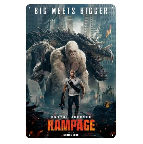 Rampage dwayne johnson Movie Metal Poster Tin Sign 20x30cm