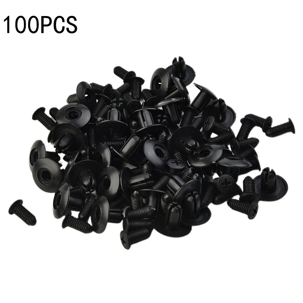 

100Pcs 8mm Rivets Fasteners Screw Auto Fastener Black Car Clips Fender Bumper Shield Retainer Plastic Rivet Panels Trim Retainer