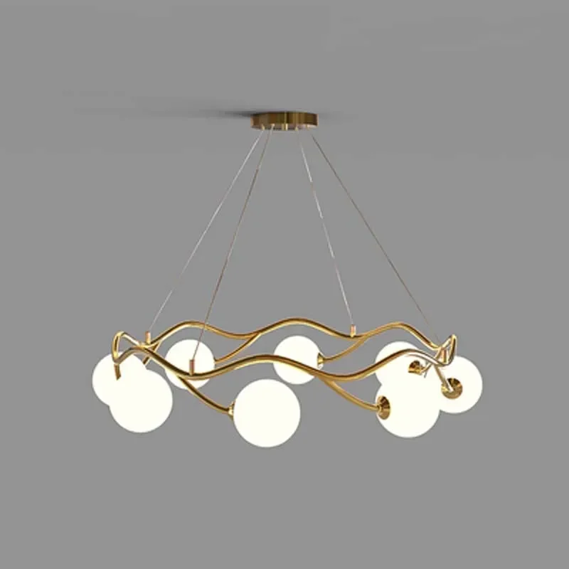 

Post-modern Pendant Light Home Decor Simple Glass Chandelier Indoor Gold Ring Decoration Fixture Living Room Bedroom Led Lights