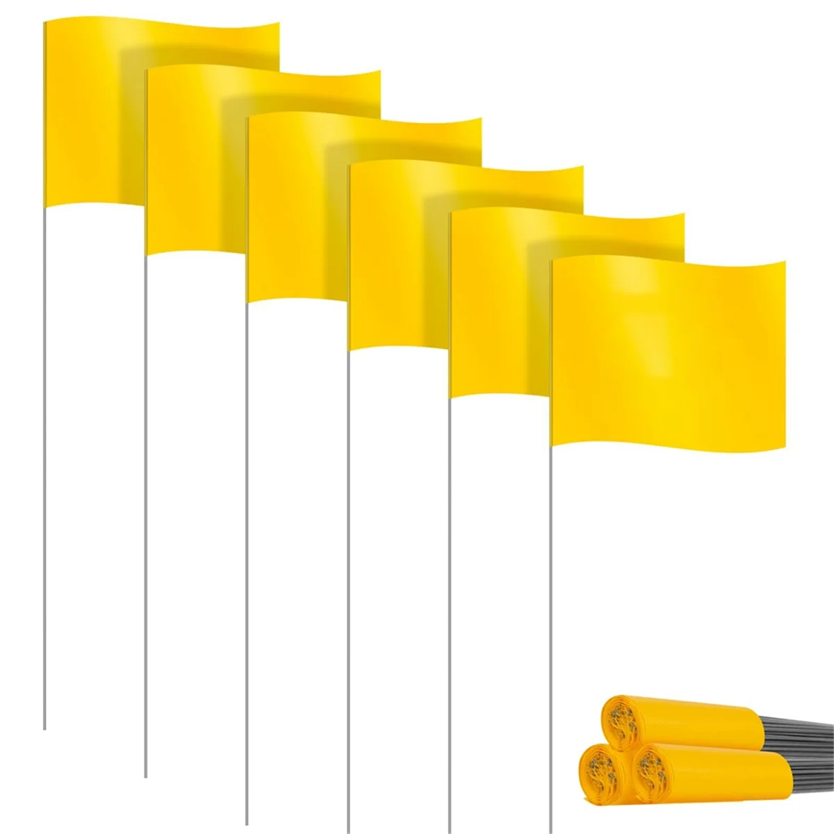 Marking Flags Marker Flags for Lawn 30 Pack, PVC Small Flags,Marking Flags Lawn Flags, Garden Flags,Survey Flags,Yellow