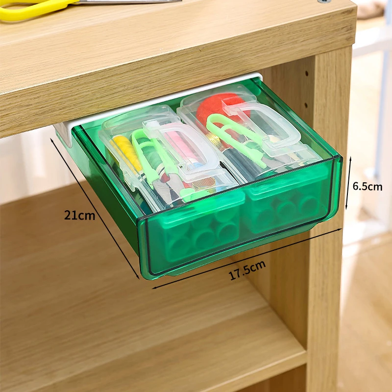 Undertable Drawer Storage Box Hidden Hanging Bedroom Dormitory Office Table Pasting Non Punching Table Bottom Sorting