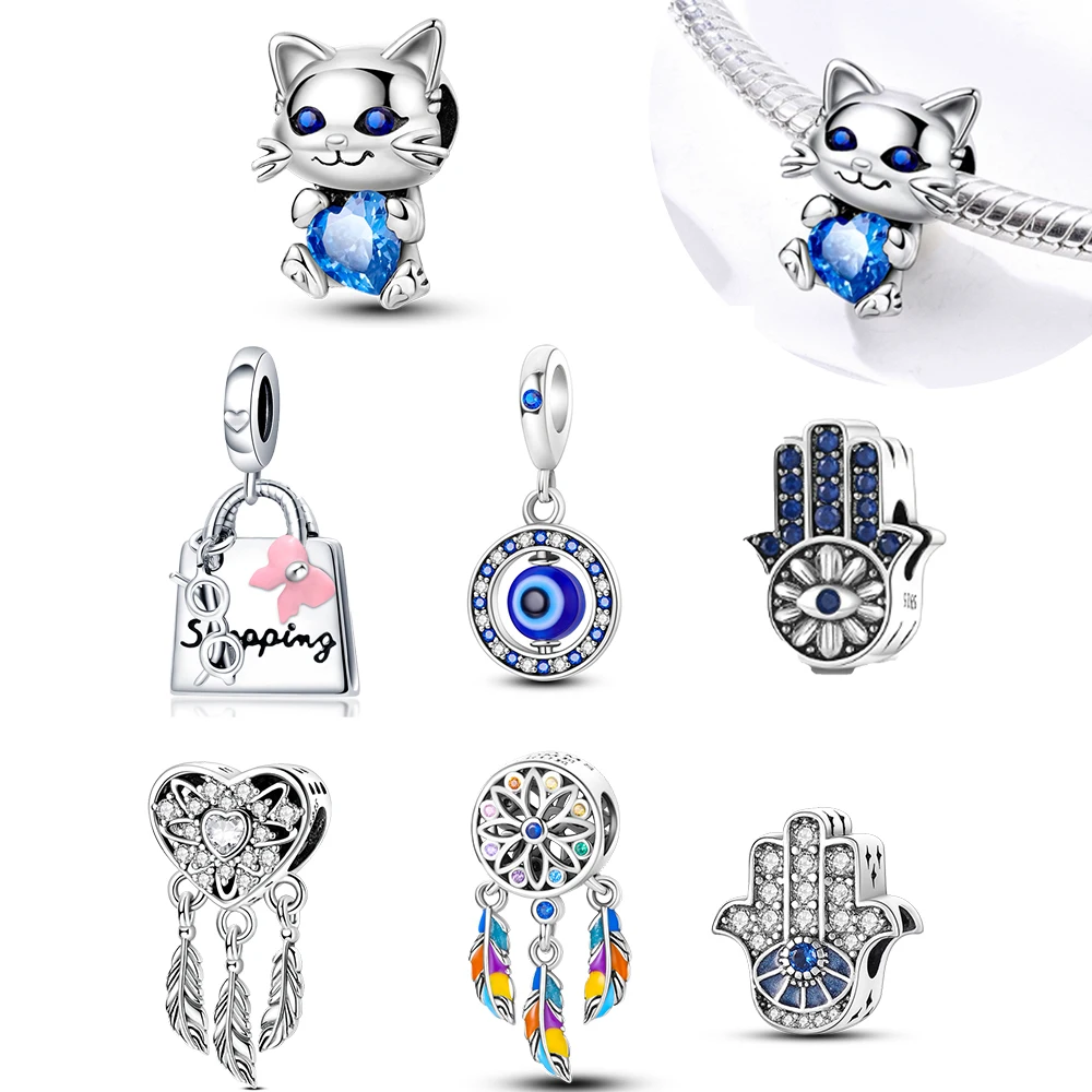 Versilberter „Shopping“-Taschenanhänger, passend für Armbänder, Damen-Party-Schmuck, Geschenk