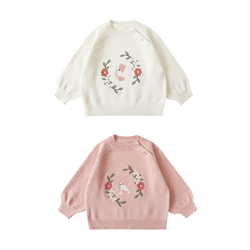 Girls Embroidered Sweater Autumn Fashion Casual Stylish Versatile Children's Ribbed Raglan Knit Cardigan Jacket 5