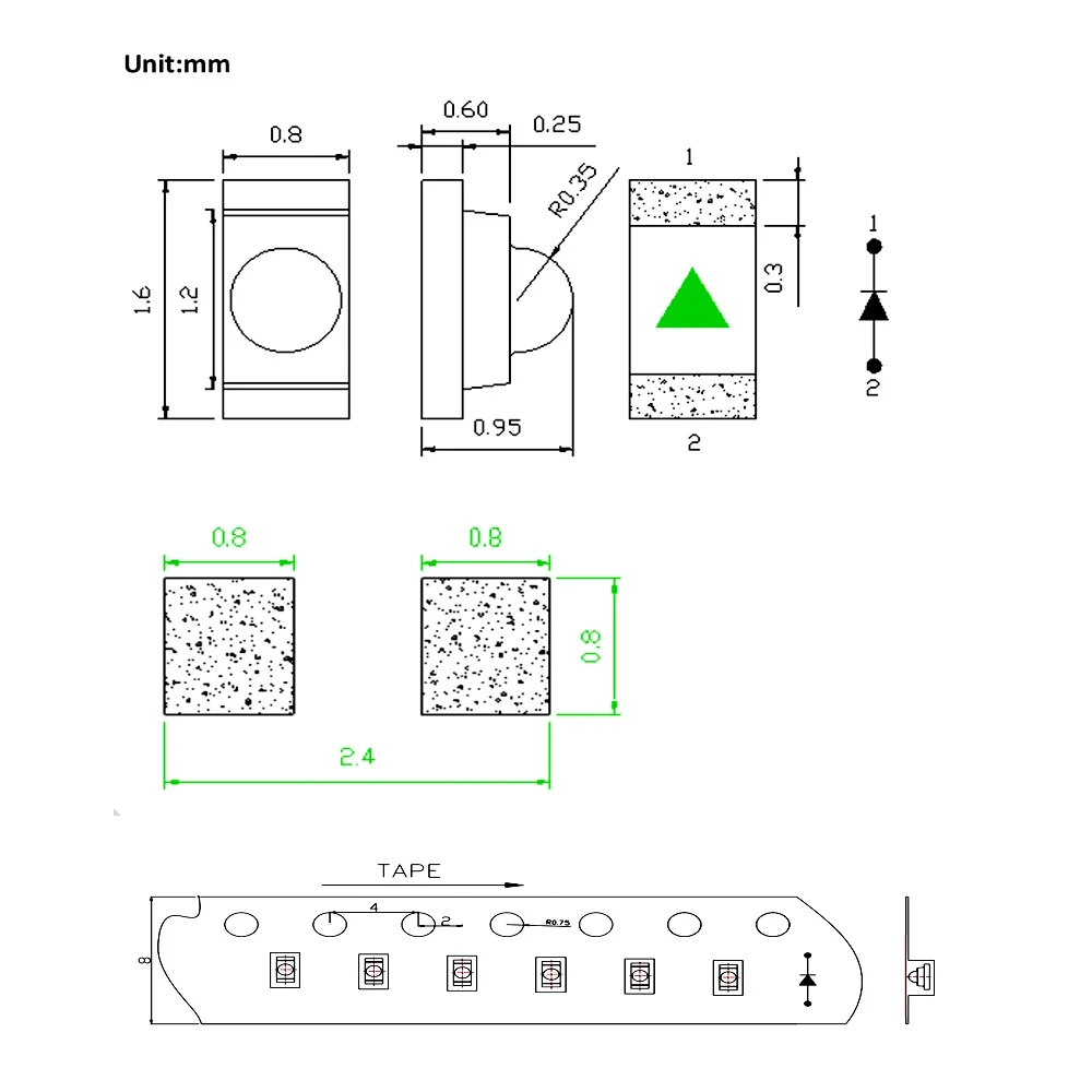 Diodo luminescente luminoso da 100 pezzi 0603 SMD LED Rosso Verde Blu Arancione Giallo Bianco