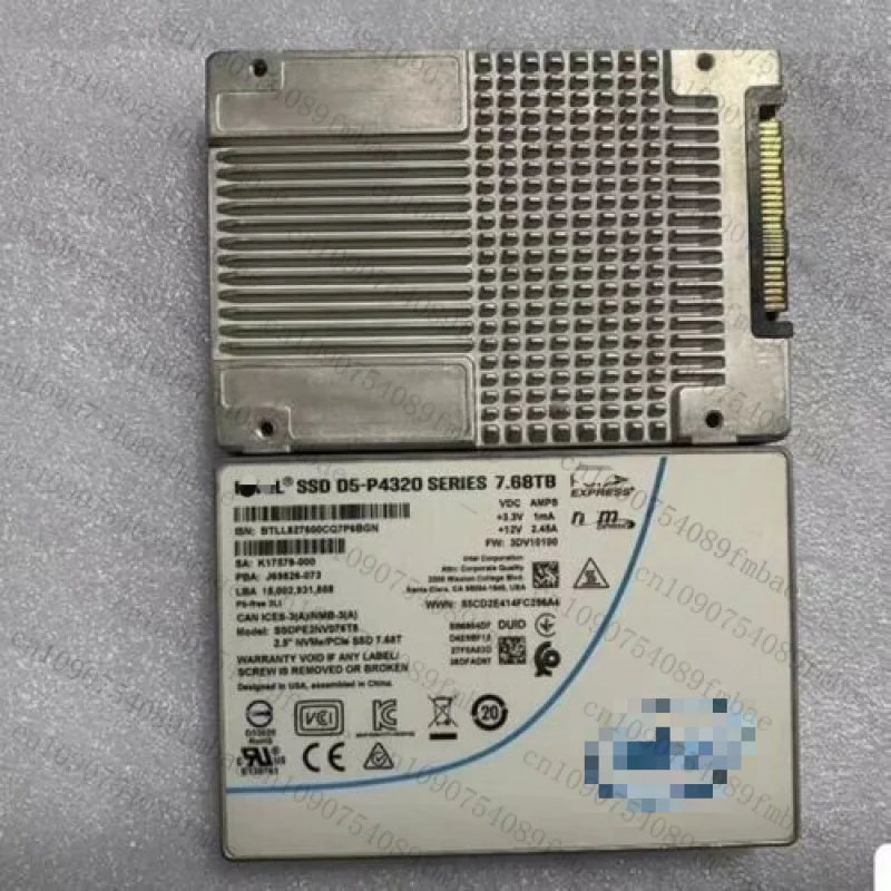 95%New 1PCS 7.68TB For INTEL U.2 SSD P4320 SERIES PCIE NVME 3DV10100 SSDPE2NV076T8 2.5-