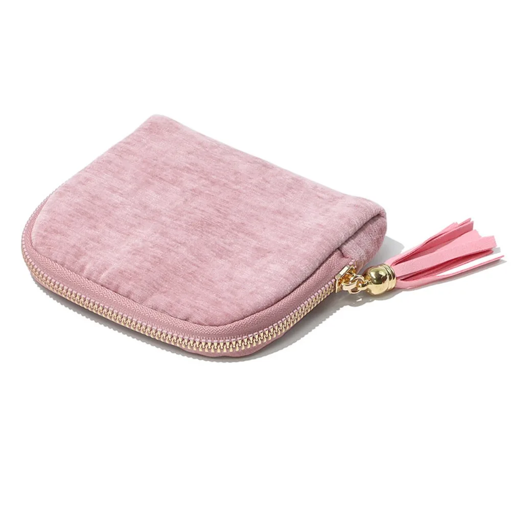 Flannel Travel Jewelry Case Mini Tassel Zipper Jewelry Organizer with Compartments Portable Jewelry Storage Pouch