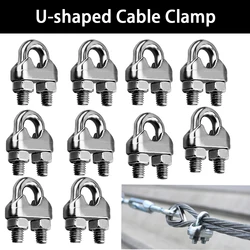 1-50PCS U-shaped Cable Clamp 304 Stainless Steel Wire Rope Sling Fastening Accessories for 1/2/3/4/5/6/8/10mm Anti-corrosion