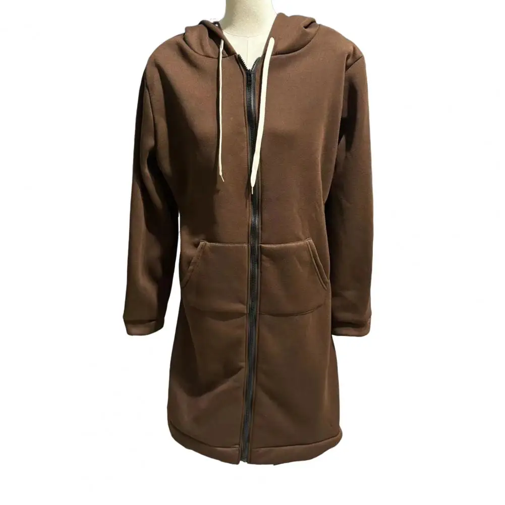 

Осенне-зимняя женская толстовка с длинными рукавами, утепленная зимняя верхняя одежда, толстовка средней длины, женская модная удобная куртка