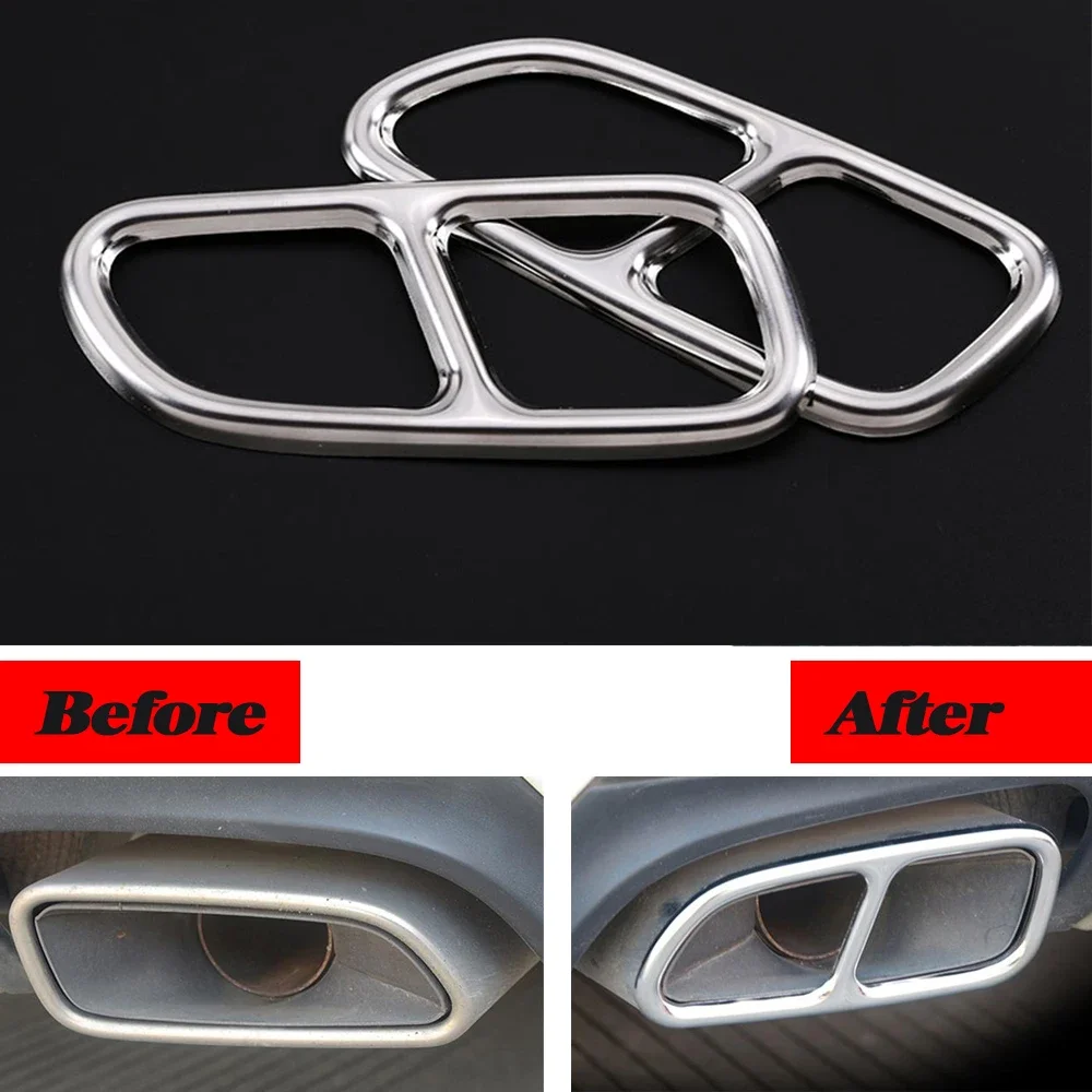 Yubao 2x Car Stainless Steel Tail Throat Exhaust Pipe Muffler Tip Cover Trims for Mercedes Benz CLA W117 2013-2016