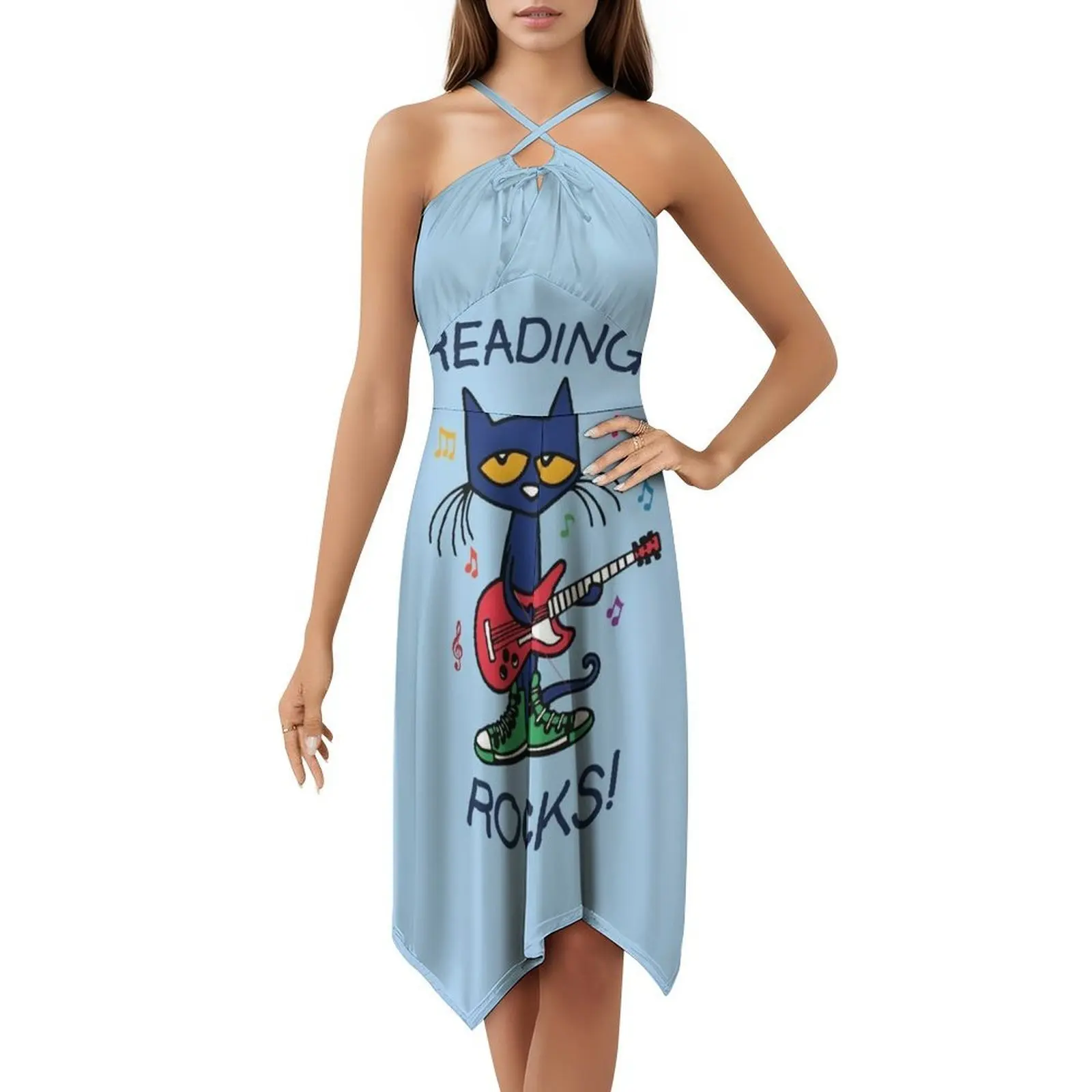 قراءة الصخور! فستان بوهو شيك أنيق أنيق لحفلات الزفاف على الشاطئ وحفلات الزفاف بيت كات بيت القط رائع للقراءة فساتين نسائية