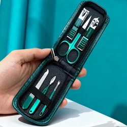 2023 New 6 Pcs Portable Luxury Manicure Sets Pedicure Kits Bright Black Nail Clipper Set Personal Care Tools Eyebrow Scissors
