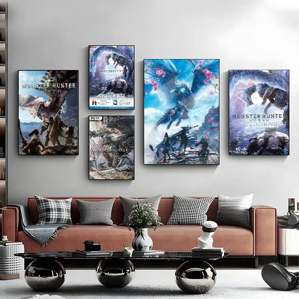 game Monster Hunter World Poster HD art sticky wall waterproof home living room bedroom bar aesthetic decoration