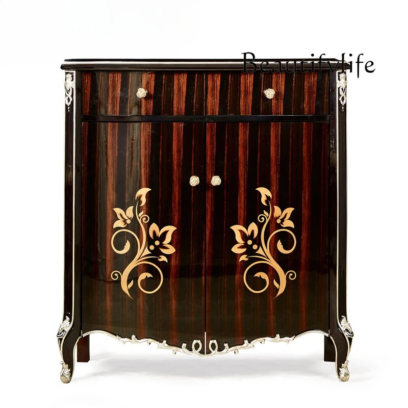 

Italian neoclassical solid wood entrance decorative cabinet household foyer storage cabinet