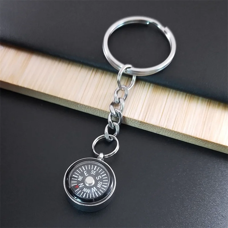 Mini Survival Tool Outdoor Compass Key Chain for Women Men Stainless Steel Navigator Compasses Key Ring Jewelry Gifts K6133S08