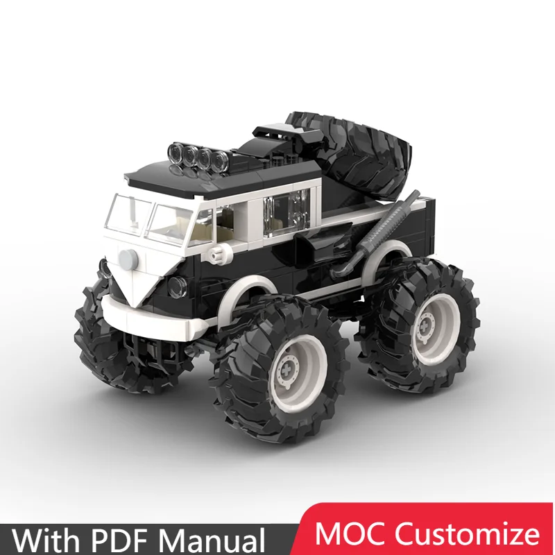 252 PCS MOC Customize Creative Black Monster Truck Modular Building Blocks Model Educational Assembly Toy For Boys Christma Gift