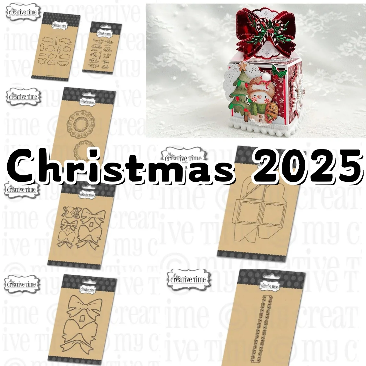 Christmas 2025 Snowflake Gift Box Bow Metal Cutting Dies Clear Stamps for DIY Making Card Scrapbook Craft Template Decoration