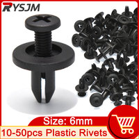 AD 50pcs 10pcs 6mm Plastic Rivets Fasteners Screw Car Bumper Fender Black Rivet Car Fastener Clips for Toyota for Yamaha