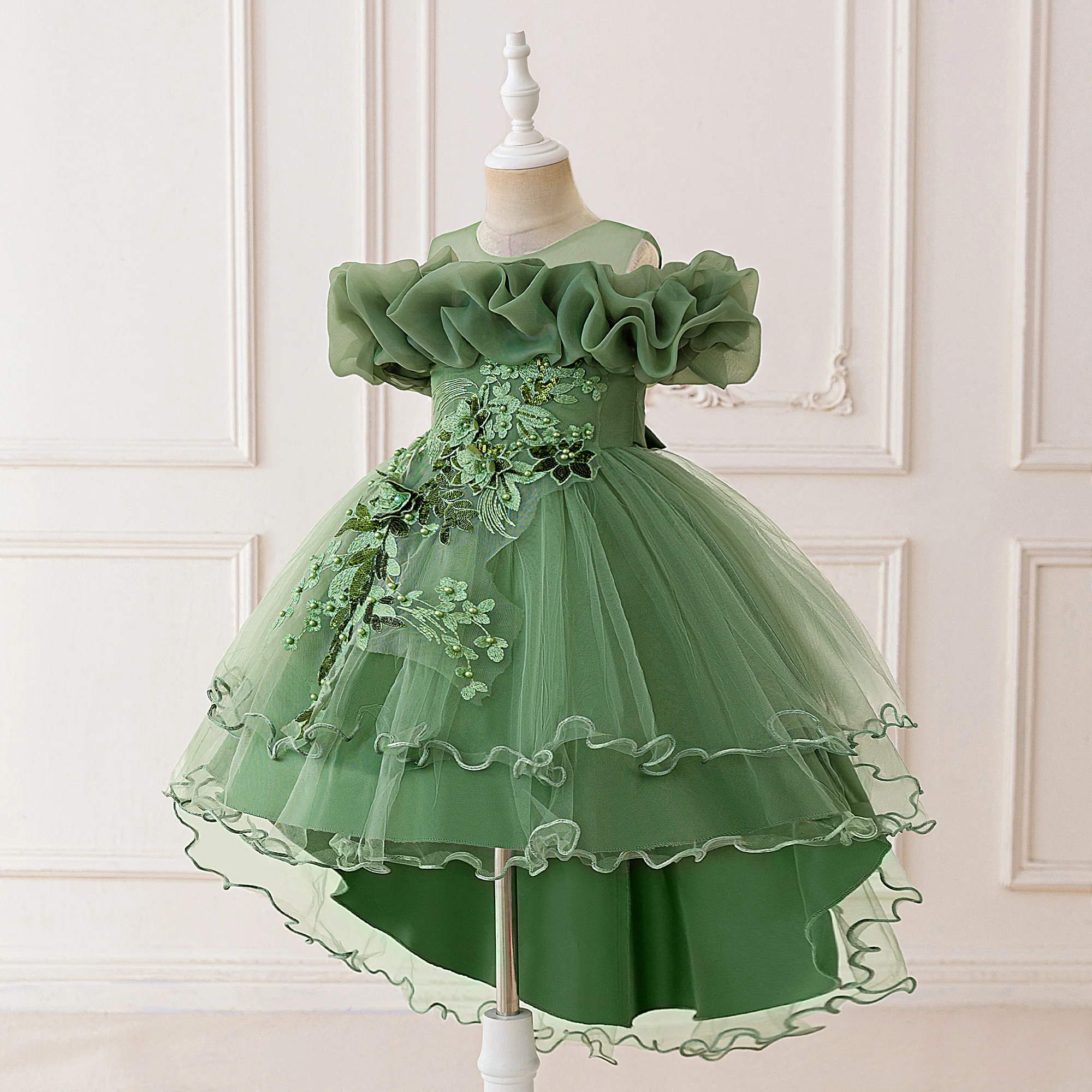 Fashion Pink Flower Girl Party Dresses Wedding Birthday Tulle Princess Dress for Kids Graduation Pageant Bridesmaid Kids Costume view 6