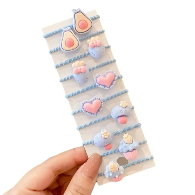 

A52E 10Pieces Cartoon Theme Elastic Hair Bands Nonslip Hair Circles Stretchy Haitie