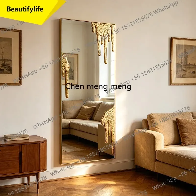 6239  French full body mirror retro full-length mirror clothing store floor-to-ceiling luxury decorative mirror