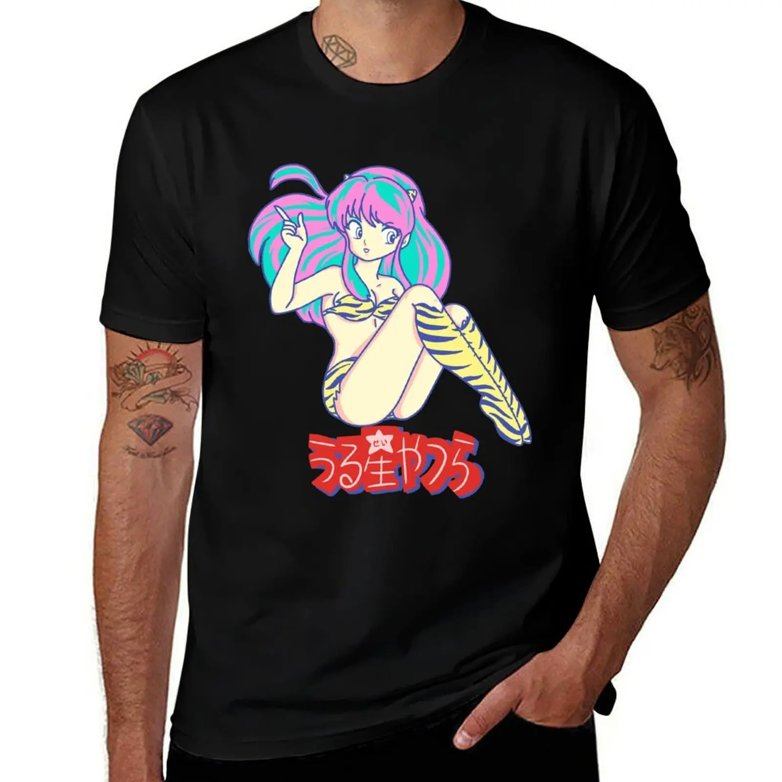 Camiseta de algodón de manga corta casual de moda de la chica kawaii Lamu de Urusei Yatsura